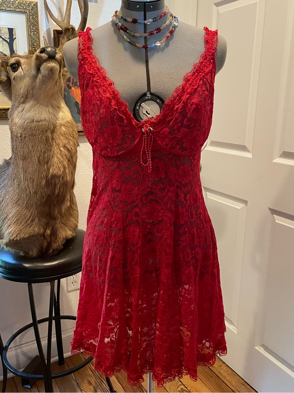 Red Lace Chemise Nightdress - Women Intimates